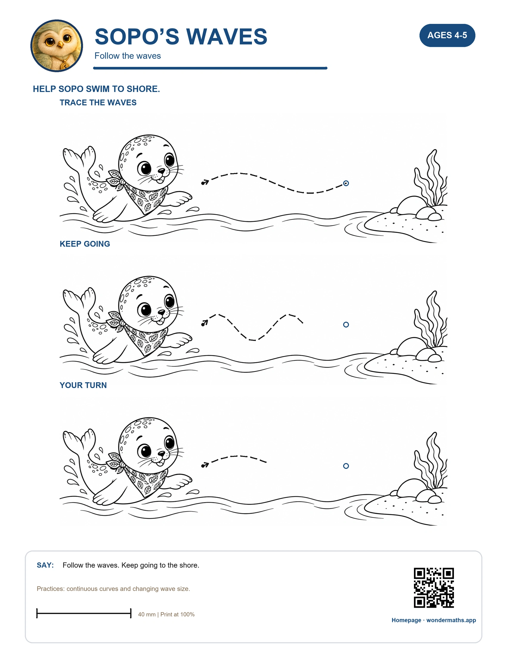 Sopo’s Waves tracing card for the Illustrated Little Trails pages, ages 4–5