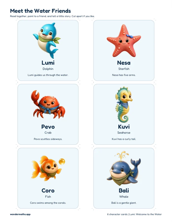 Meet all six friends · Character cards