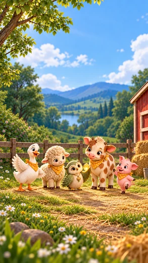 Ori with friends in Farmyard
