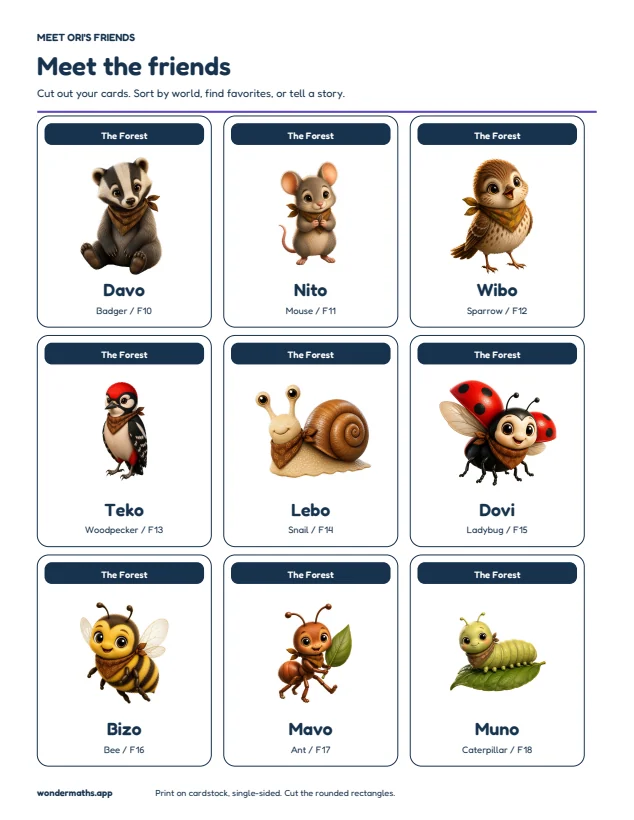 Meet the friends · cards preview