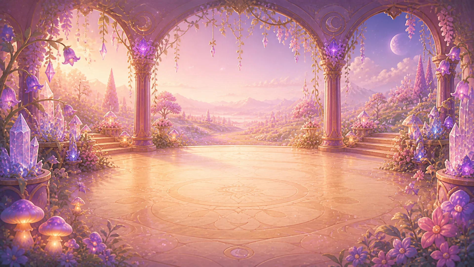 Enchanted crystal conservatory in the Magic Realm