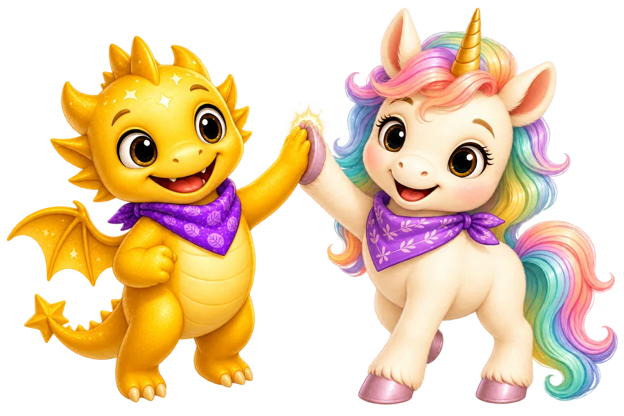 Luno and Luvi high-five