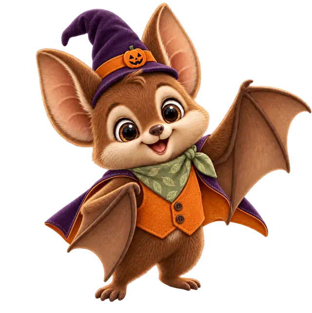 Buki the bat, waiting for his Halloween picture.