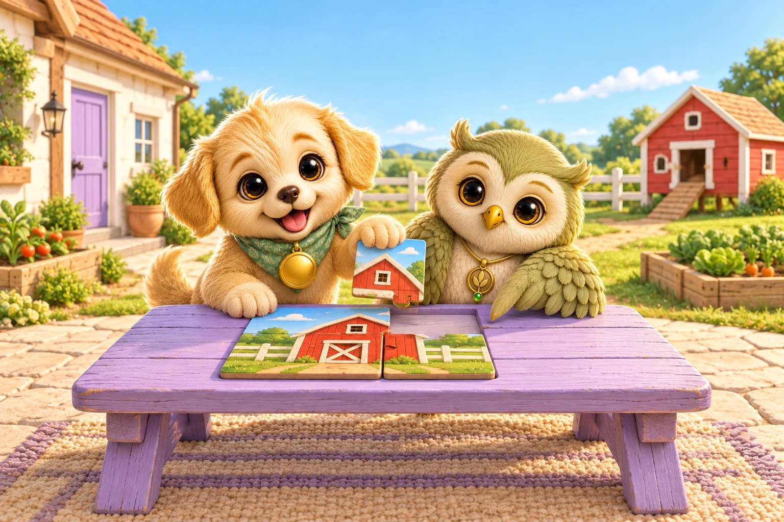 Bly and Ori welcome you to the farmhouse, garden and farmyard.