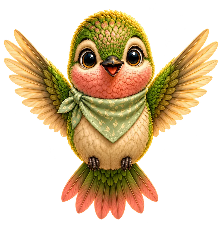 Zumi the hummingbird cheers