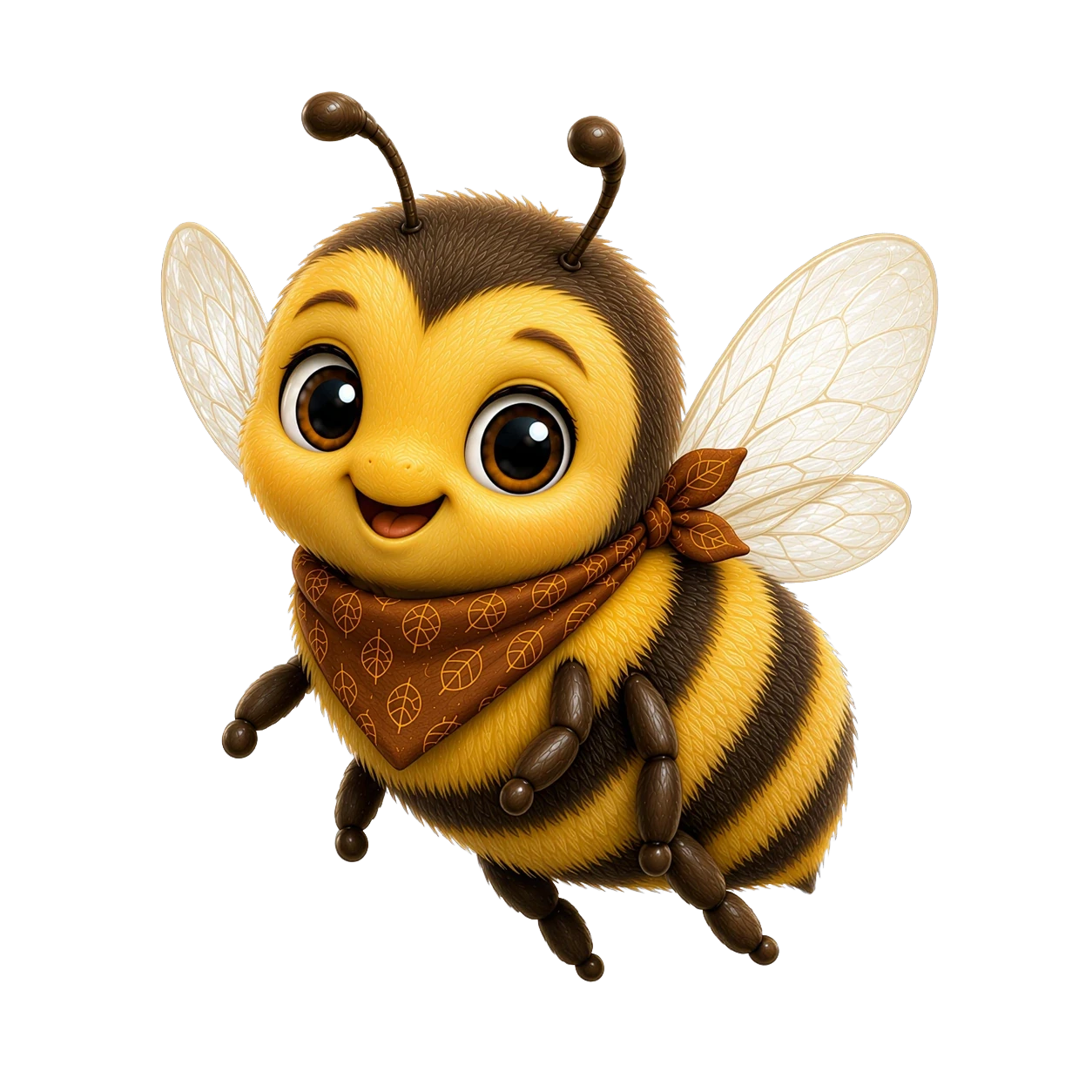 Bizo the bee faces the child and cheers